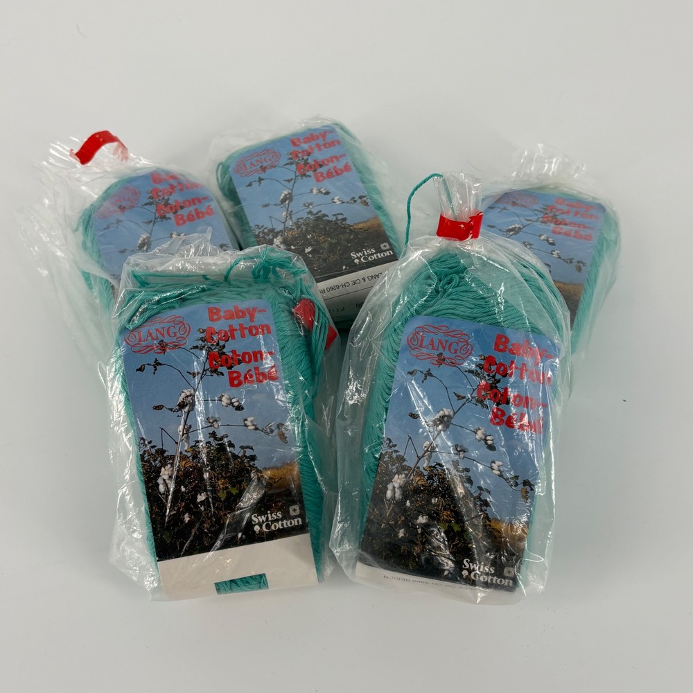 LANG COTTON BABY YARN‎ 50g 193m 100% Swiss Cotton Turquoise 5 Skeins NEW